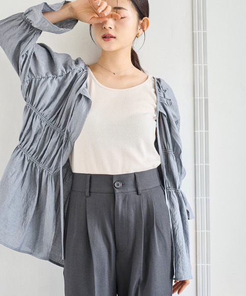 ブラウス シャツ シャーリング ギャザー ブラウス レディース La boutique Bonbon ブラウス シャツ 「復刻・全骨格対応