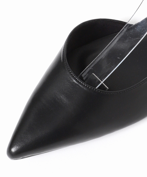 【美品】ルタロン　ポインテッドネットスリングスリングバック　ブラック23.5cm LE TALON（ルタロン）の「4cmポインテッドスリングバックウエッジ