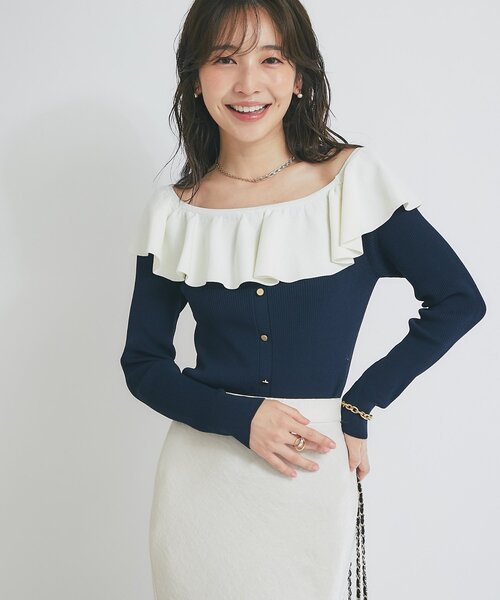 ラブティックボンボン＊新品 クールタッチUVオフショルリブニット