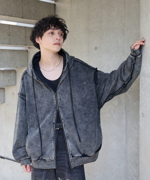 【Spielio】ヴィンテージライクメッシュニットパーカー Spielio】Vintage like mesh knit hoodie/ヴィンテージライク