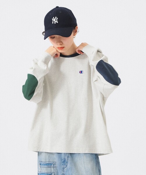 tシャツ 「別注」Champion / エルボーパッチ Tシャツ レディース