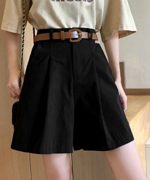 黒 ベルト付きショートパンツ miniministore（ミニミニストア） パンツ ベルト付きショートパンツ