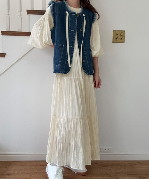 「LAUIR」 ベスト SMALL ブルー レディース