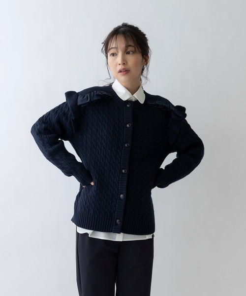「Sono」 ニットカーディガン 1 ライトグレー レディース