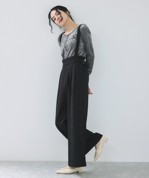 VIS（ビス） パンツ サスペンダー付き2WAYワイドパンツ レディース