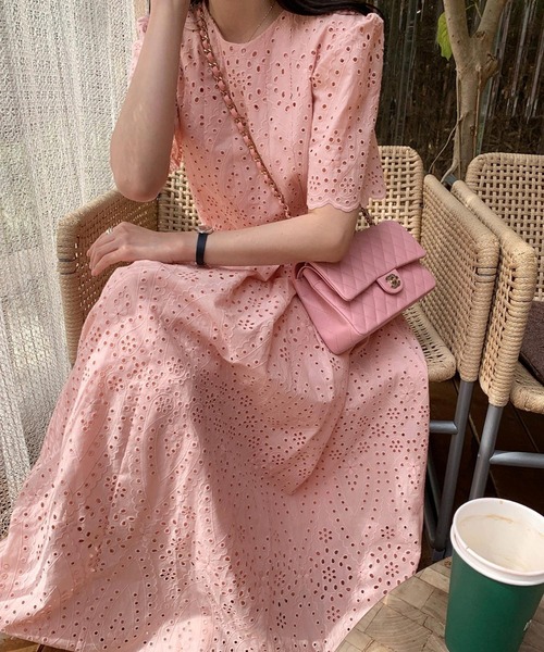 「VitaFelice」 「aroco」半袖ワンピース FREE ピンク レディース_画像3