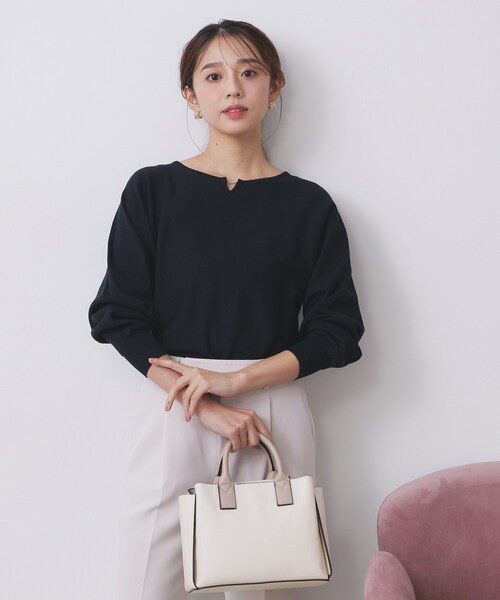 index（インデックス） ニット セーター ビジューキーネックドルマン