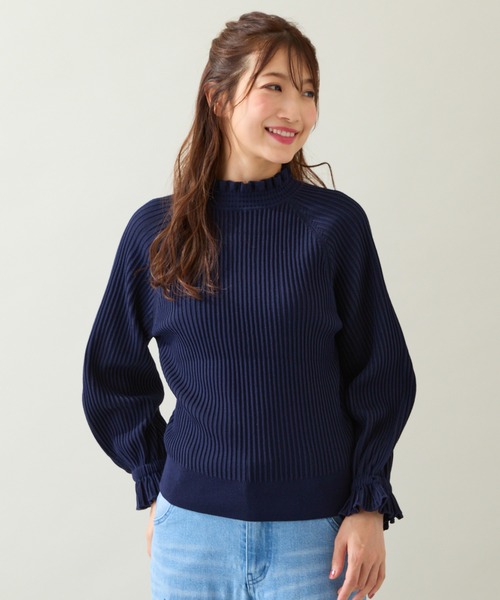 美品 Rose Tiara ネイビー フリル Aライン トップス 美品 Rose Tiara