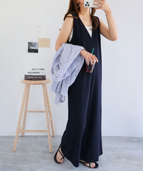 「andme」 オーバーオール M グレイッシュベージュ レディース_画像8