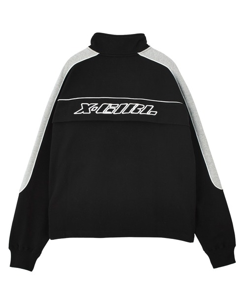 X-girl（エックスガール） トレーナー スウェット FACE LABEL HALF ZIP