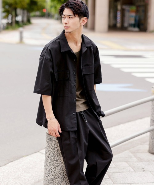 「ADMIX/ATELIER SAB MEN」 半袖シャツ 50 チャコールグレー メンズ_画像2
