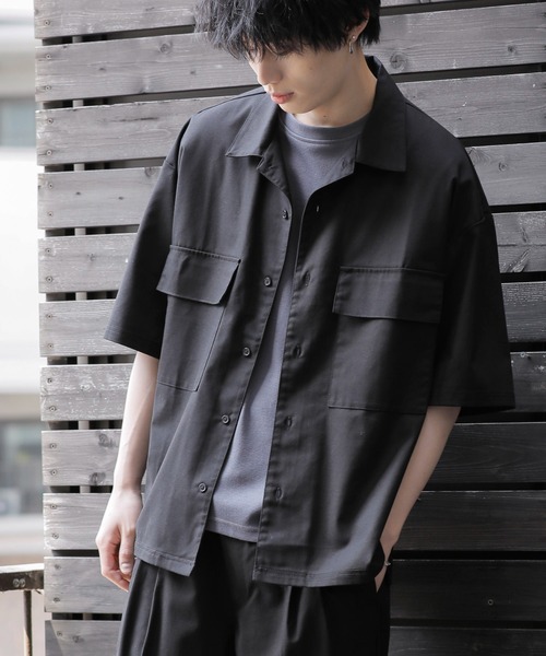 「ADMIX/ATELIER SAB MEN」 半袖シャツ 50 チャコールグレー メンズ_画像4