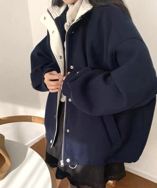 ブルゾン アウター Over wool like bomber jacket レディース