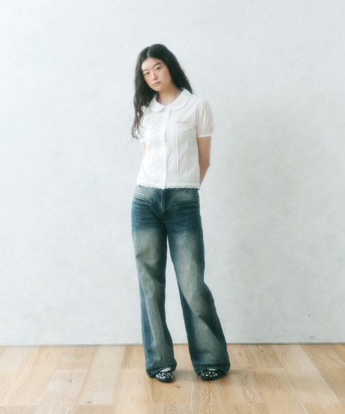 「FCMM」 半袖ブラウス SMALL オフホワイト レディース_画像4