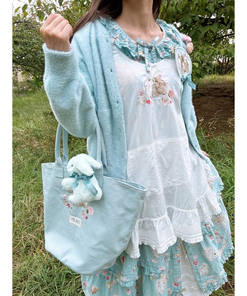 PINK HOUSE ウサギ 刺繍 ブローチ コサージュ PINK HOUSE（ピンクハウス） ブローチ 幸見うさぎぬいぐるみコサージュ