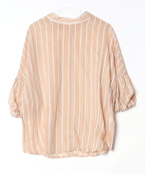 「loaf」 ストライプ柄7分袖ブラウス ONE SIZE ベージュ レディース_画像2