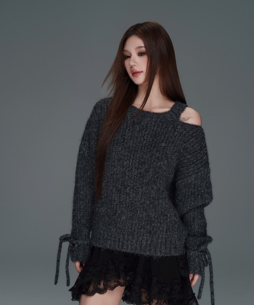 ANDWANG ニット セーター Glitter Off-Shoulder Loose Knit レディース