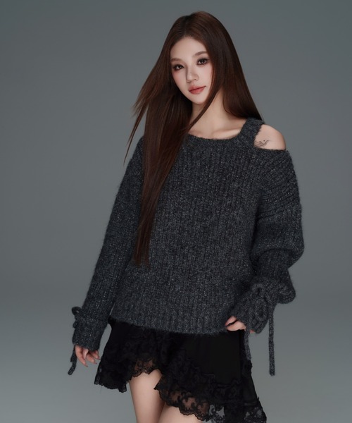 ANDWANG ニット セーター Glitter Off-Shoulder Loose Knit レディース