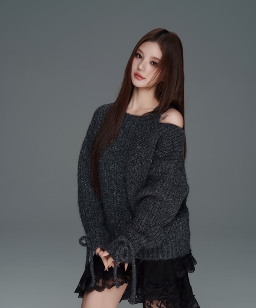 ANDWANG ニット セーター Glitter Off-Shoulder Loose Knit レディース