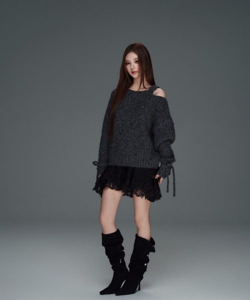 ANDWANG ニット セーター Glitter Off-Shoulder Loose Knit レディース