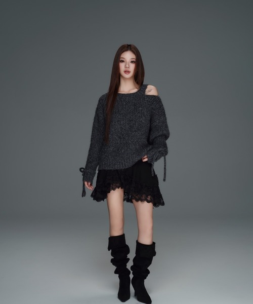 ANDWANG ニット セーター Glitter Off-Shoulder Loose Knit レディース