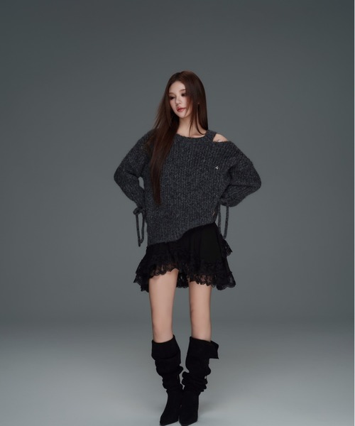 andwang ニット　トップス ANDWANG ニット セーター Glitter Off-Shoulder Loose Knit レディース