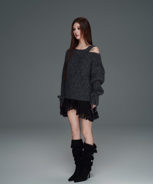 andwang ニット　トップス ANDWANG ニット セーター Glitter Off-Shoulder Loose Knit レディース