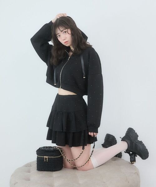 【美品】  Engineered Garments / エンジニアドガーメンツ | ドローストリング ストレッチ スウェット パーカー | XS | ブラック | レディース ENGINEERED GARMENTS / エンジニアドガーメンツ | Highland Parka