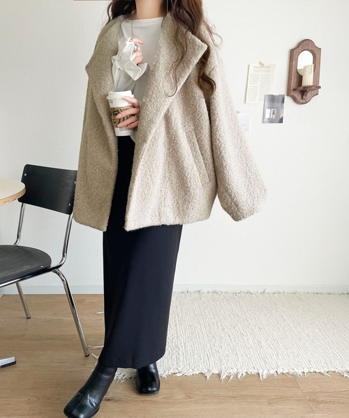 「classicalelf」 ノーカラーコート LARGE アイボリー レディース_画像2