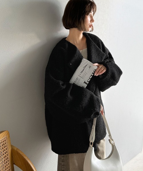 「classicalelf」 ノーカラーコート LARGE アイボリー レディース_画像9
