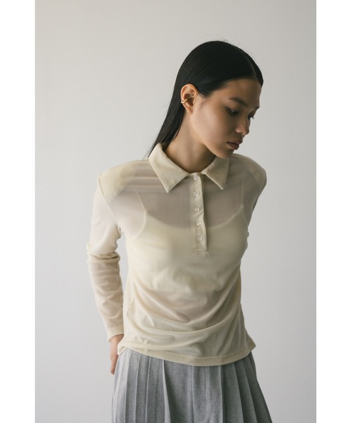 「STYLEMIXER」 長袖ポロシャツ MEDIUM ブラウン レディース_画像3