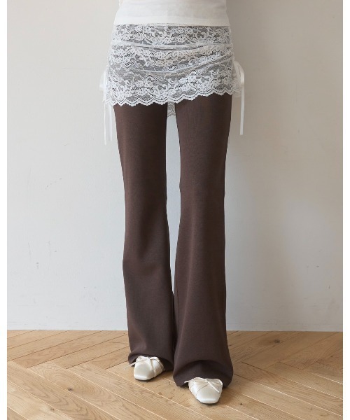 Smyeon パンツ Lace layered flare pants/レースレイヤードフレア