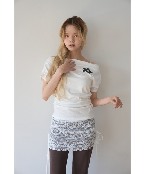 Smyeon パンツ Lace layered flare pants/レースレイヤードフレア