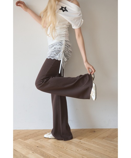 Lace layered flare pants/レースレイヤードフレアパンツ Smyeon パンツ Lace layered flare pants/レースレイヤードフレア