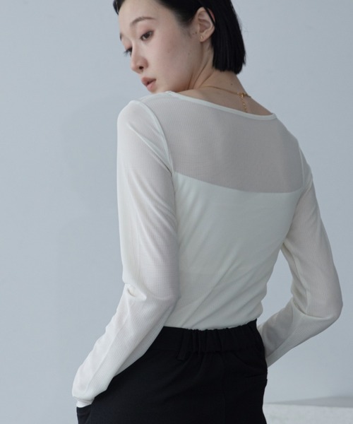 uvカット tシャツ レイヤードカップ付きシアートップス レディース