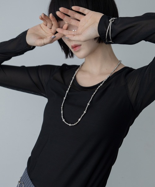 uvカット tシャツ レイヤードカップ付きシアートップス レディース