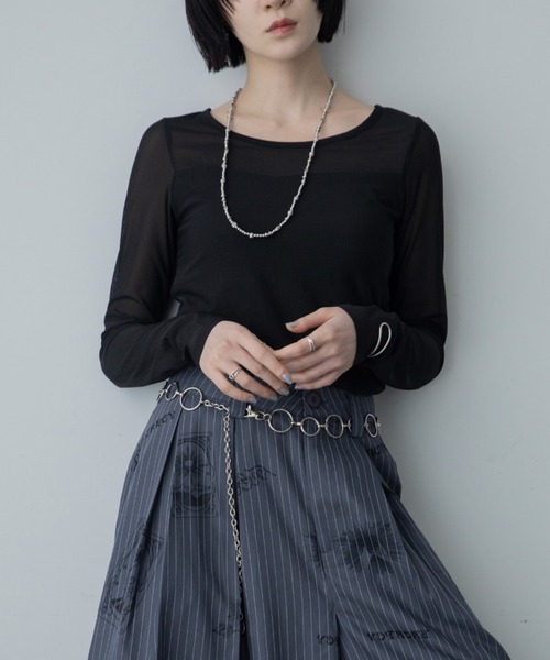 uvカット tシャツ レイヤードカップ付きシアートップス レディース