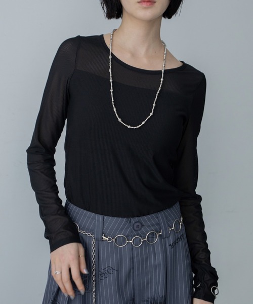 uvカット tシャツ レイヤードカップ付きシアートップス レディース