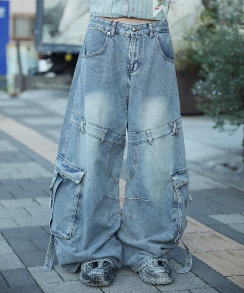 ジーンズ HOOK -select- ワイドデニムカーゴパンツ メンズ レディース