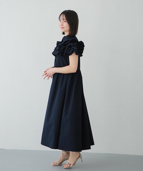 パーティードレス シャツワンピース ダリアフリルロングシャツワンピースの画像