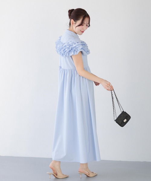 パーティードレス シャツワンピース ダリアフリルロングシャツワンピースの画像