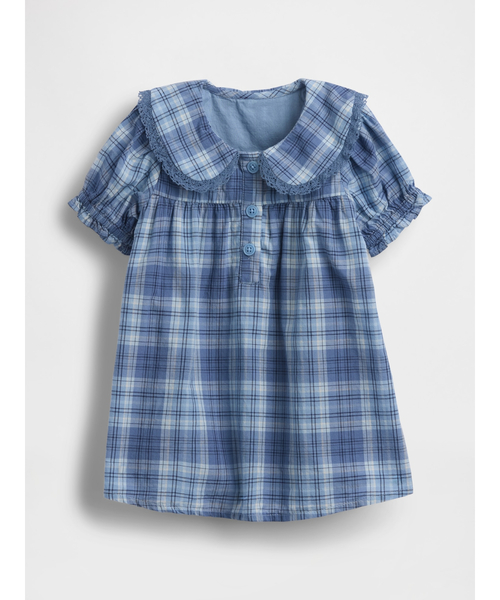 GAP（ギャップ） ワンピース プレイド ラッフルフリル 襟付き 