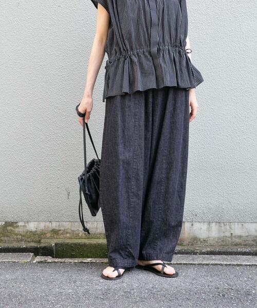 かぐれ ジーンズ デニム デニムパンツ 綿麻デニムボリュームパンツ