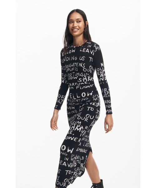 「Desigual」 長袖ワンピース L ブラック レディース_画像3