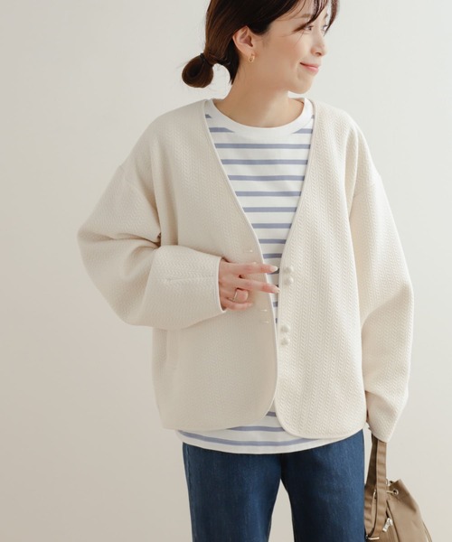 「URBAN RESEARCH DOORS」 ノーカラージャケット MEDIUM アイボリー レディース_画像2