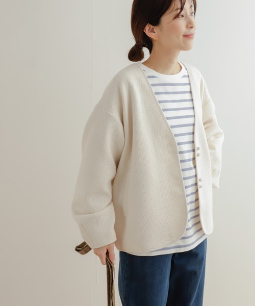 「URBAN RESEARCH DOORS」 ノーカラージャケット MEDIUM アイボリー レディース_画像4