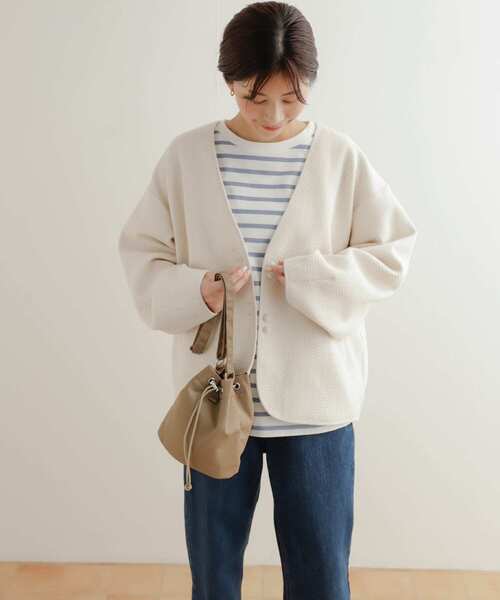 「URBAN RESEARCH DOORS」 ノーカラージャケット MEDIUM アイボリー レディース_画像5