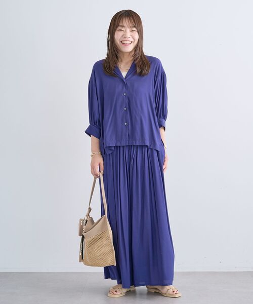 Green Parks（グリーンパークス） ブラウス シャツ 接触冷感シルキー