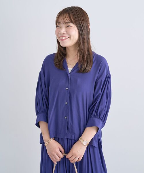 Green Parks（グリーンパークス） ブラウス シャツ 接触冷感シルキー