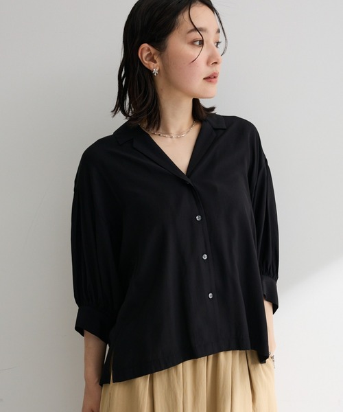 Green Parks（グリーンパークス） ブラウス シャツ 接触冷感シルキー